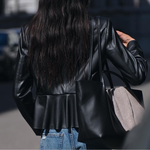Zara Faux Leather Peplum Jacket - Picture 4 of 9